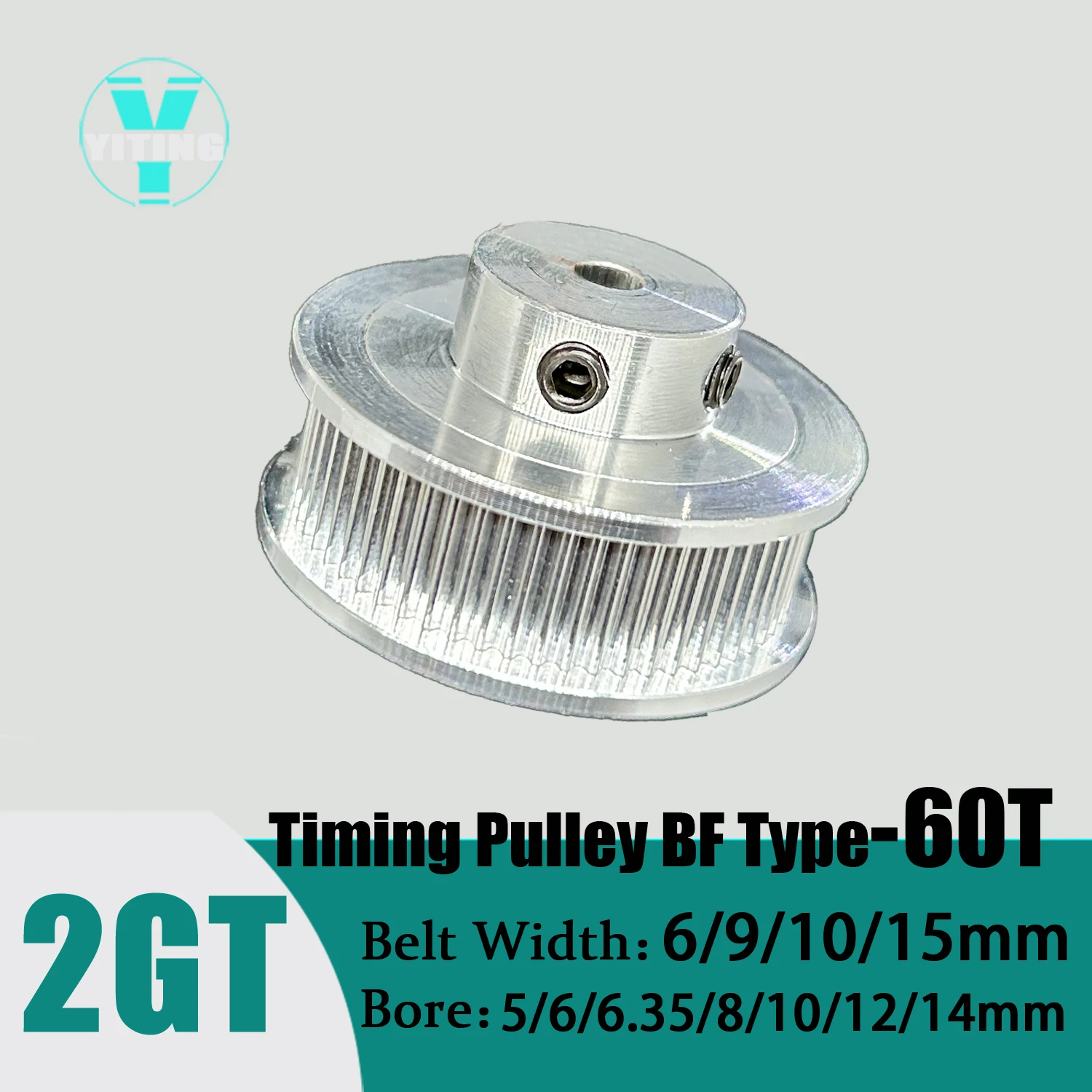 

2GT 60Teeth Timing Pulley Belt Width 6/9/10/15mm Bore 5/6/6.35/8/10/12/14mm 60T 2MGT Tensioning Wheel Open Synchronous