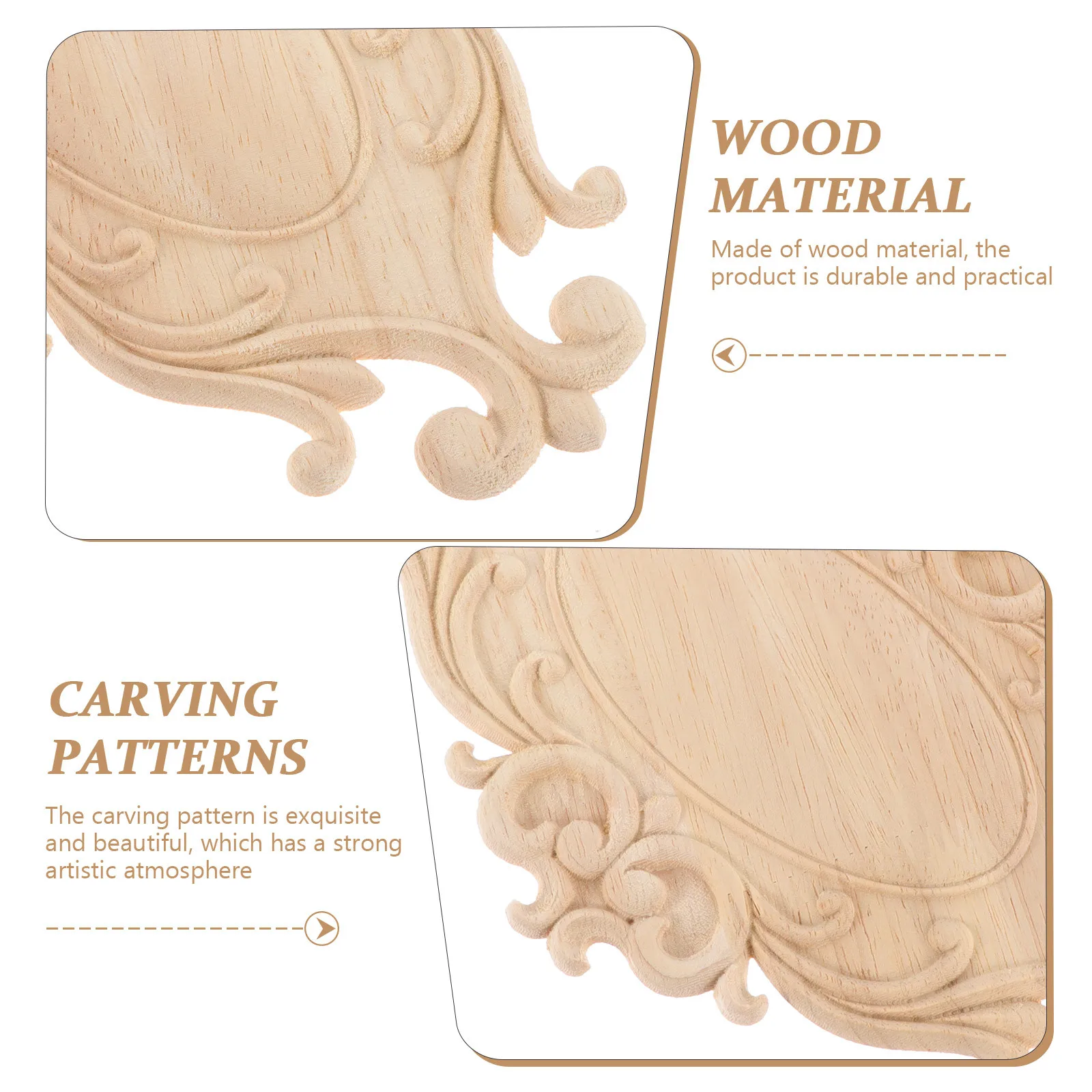

2Pcs Wood Carved Onlay Lightweight Furniture Door Cabinet Applique Home Wooden Decoration Wood Carved Onlay