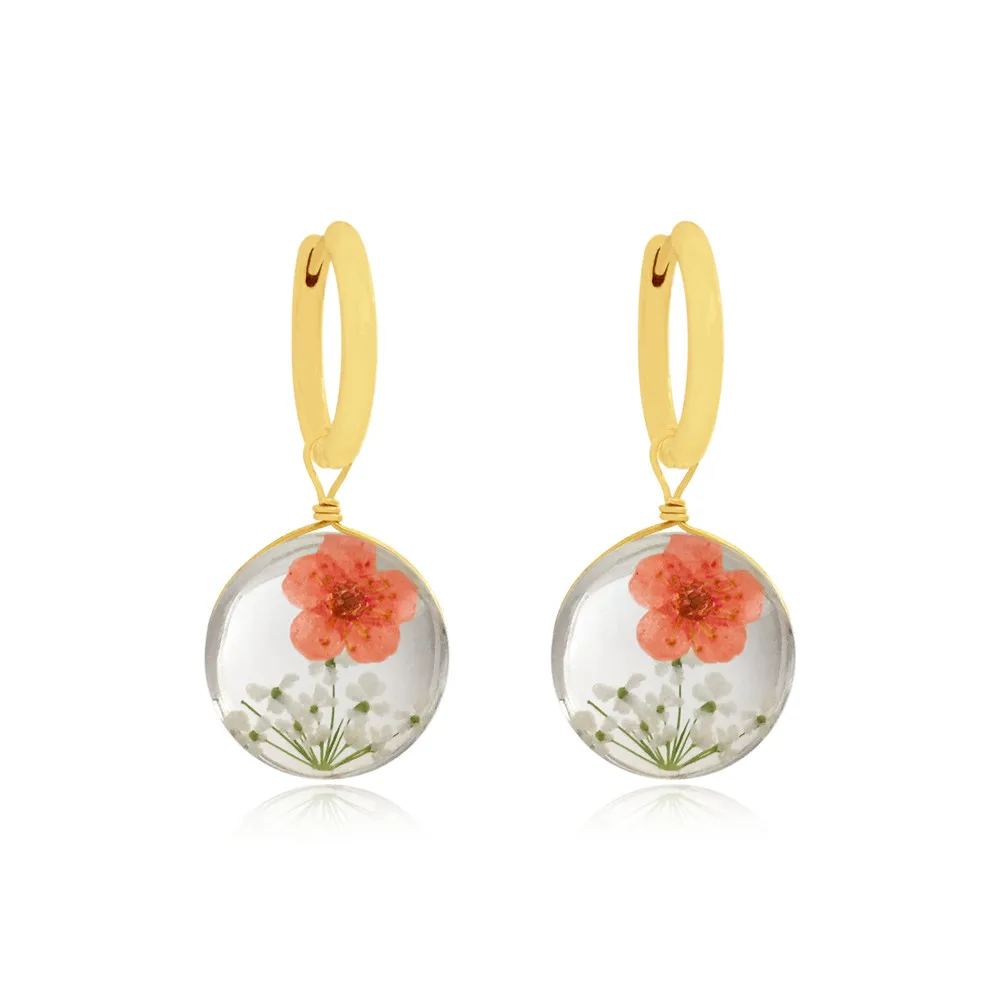 Unique Dried Flower Earrings Women Fashion Colorful Real Floral Earrings Creative Resin Epoxy Immortal Flower Earrings Jewelry