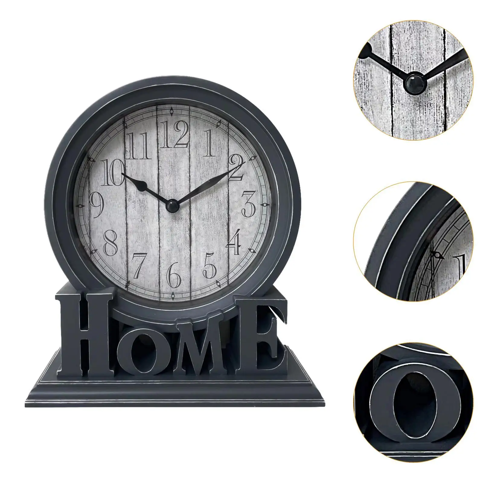 ساعة مكتب كلاسيكية غير موقوتة مزخرفة صامتة تناظرية ساعة طاولة ريترو لسطح المكتب وطاولة غرفة النوم الداخلية سهلة القراءة