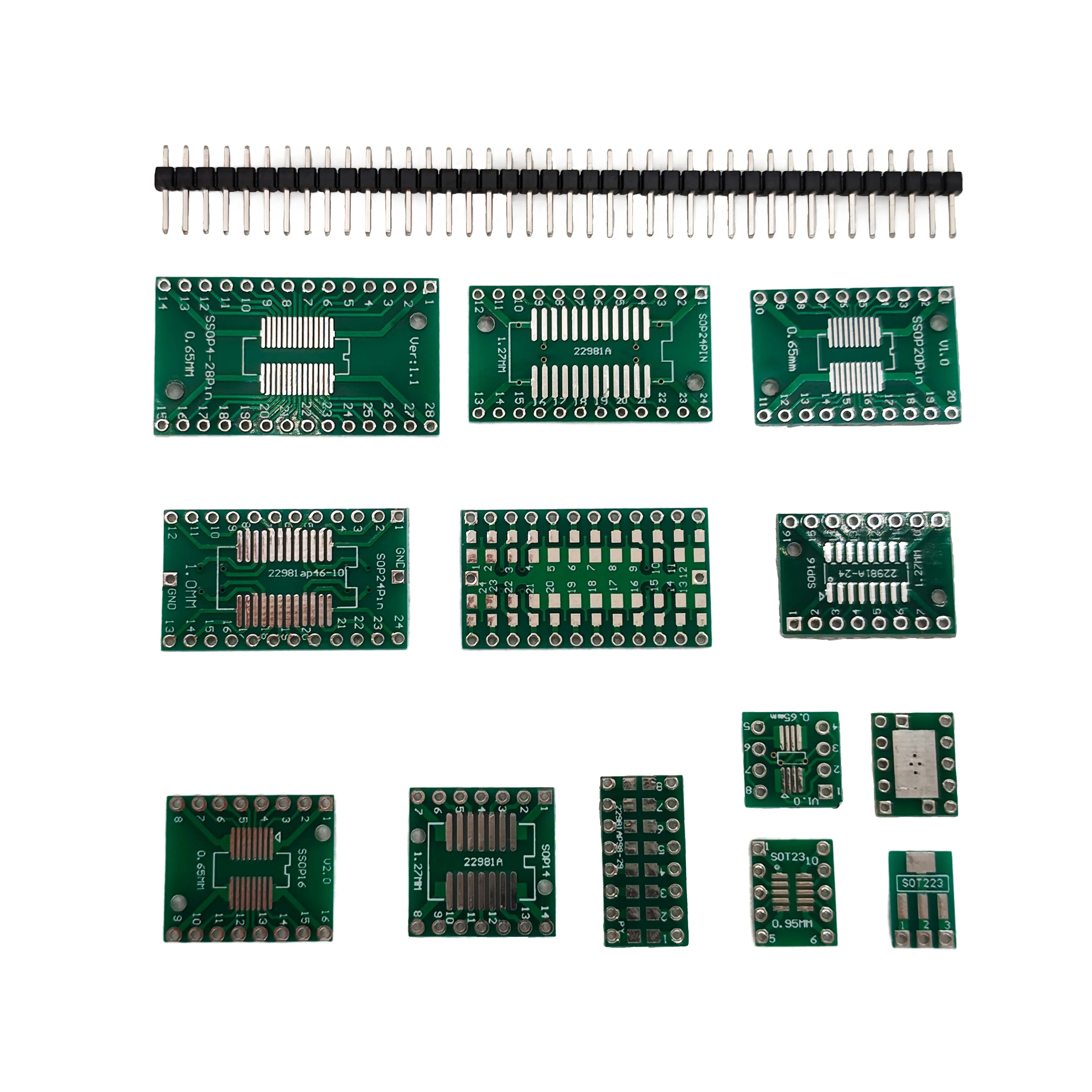 SMD To DIP PCB Board, SOP8, SOP10, SOP14, SOP16, SOP24, SOP28 IC Converter Board