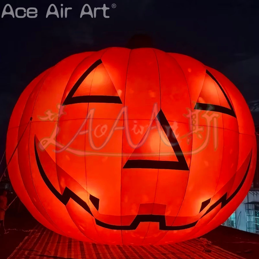 8.8m Diam×8mH Giant Outdoor Halloween Inflatable Evil Pumpkin Head with Lights For Festival Event Mexicano El Día de Muertos