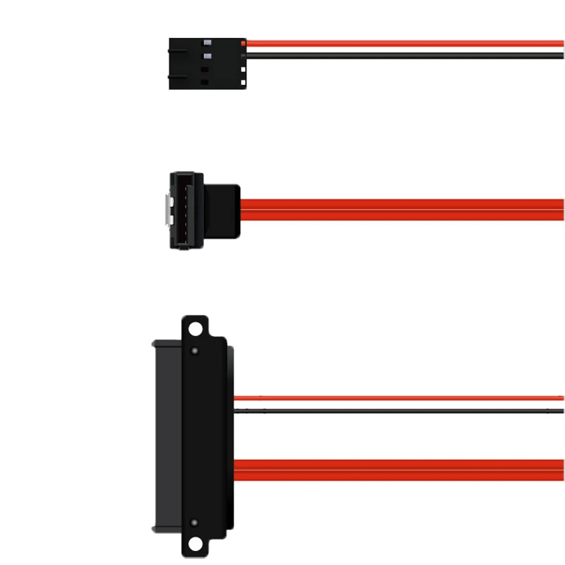 Cable de alimentación de datos SAS de 29 pines a SATA de 7 pines con hebilla Cable de codo con orificios para tornillos de 4 pines para conexión de dispositivos de almacenamiento