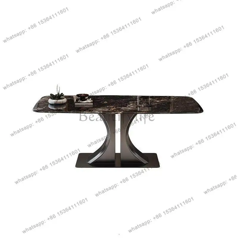

Light luxury high-end marble dining table Modern simple rectangular household dining table Small apartment