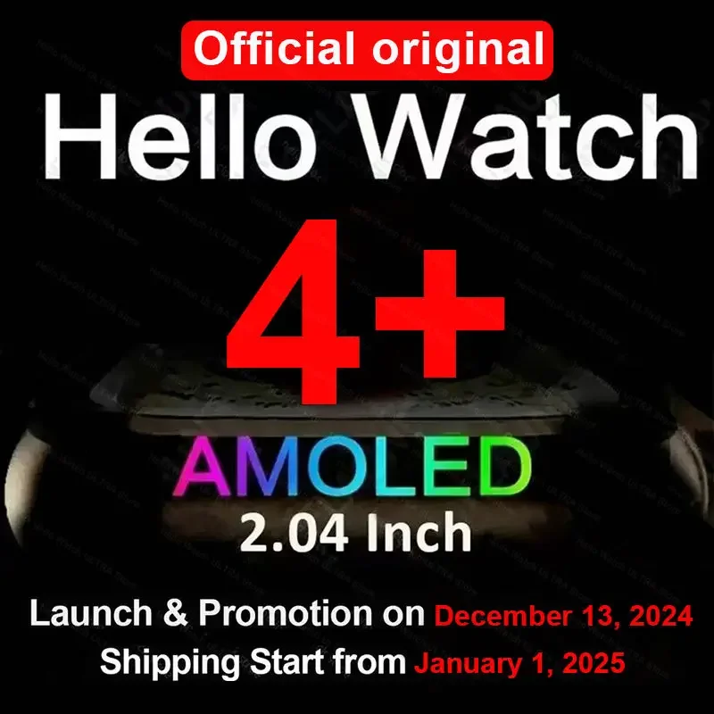 Hello Watch 4 Plus ULTRA2 (3 Plus Upgrade) Smartwatch 49mm AMOLED 4G ROM NFC Compass Clock Bluetooth Call Sports Smart Watch Men