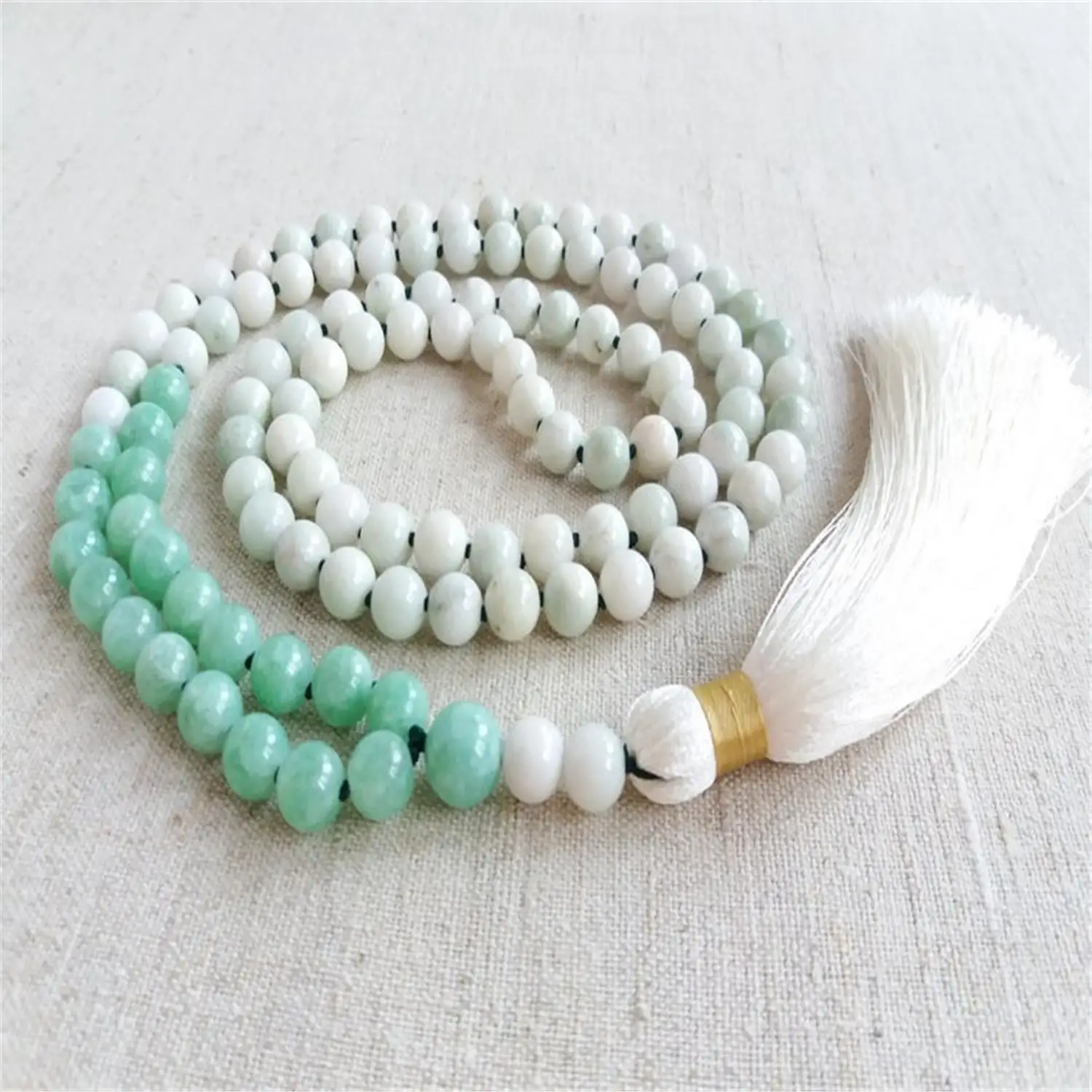 

8mm Jade 108 Beads Handmade Tassel Necklace Bracelet Fashion Spiritual Seekers Couples Prayer Teenagers Healing