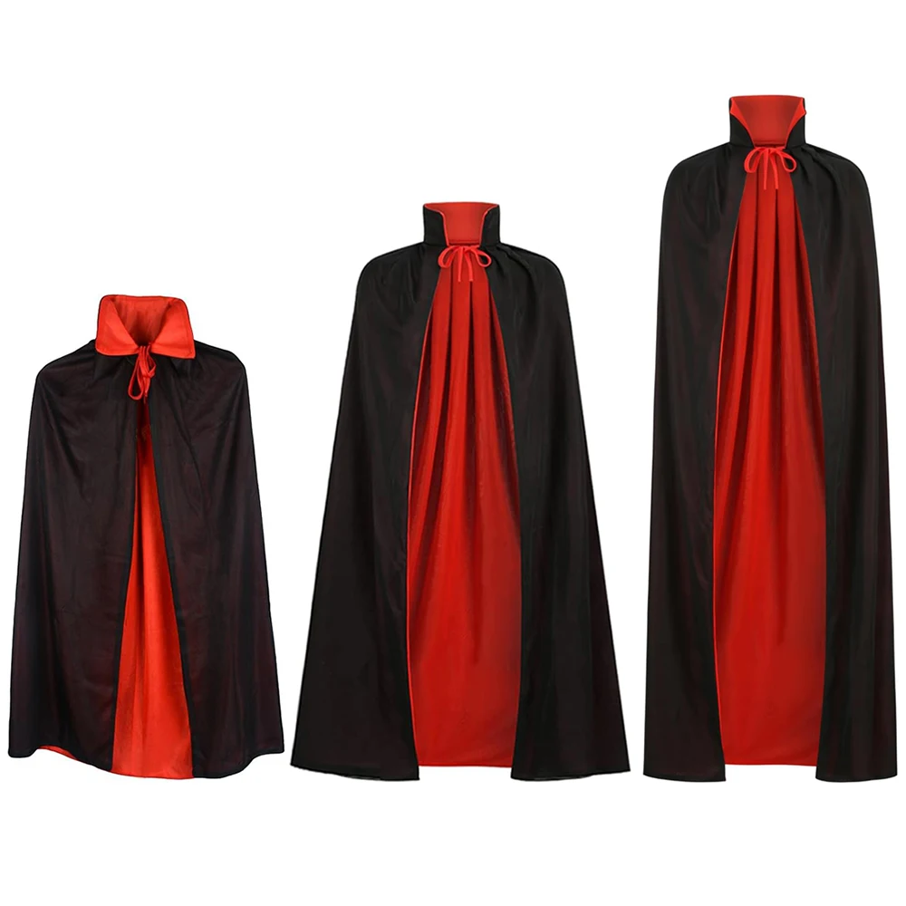 1pc Halloween Christmas Cloak Black Red Reversible Vampires Pirate Demon Cape Cloak for Christmas Halloween Witch Party Cosplay