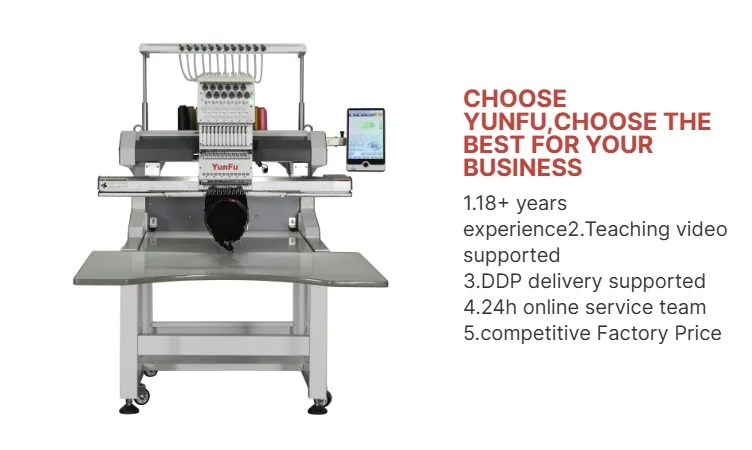 Big Sale! ! ! Single Head China Factory Yunfu Embroidery Machine Computerized High Quality Commercial Equipment Machinery