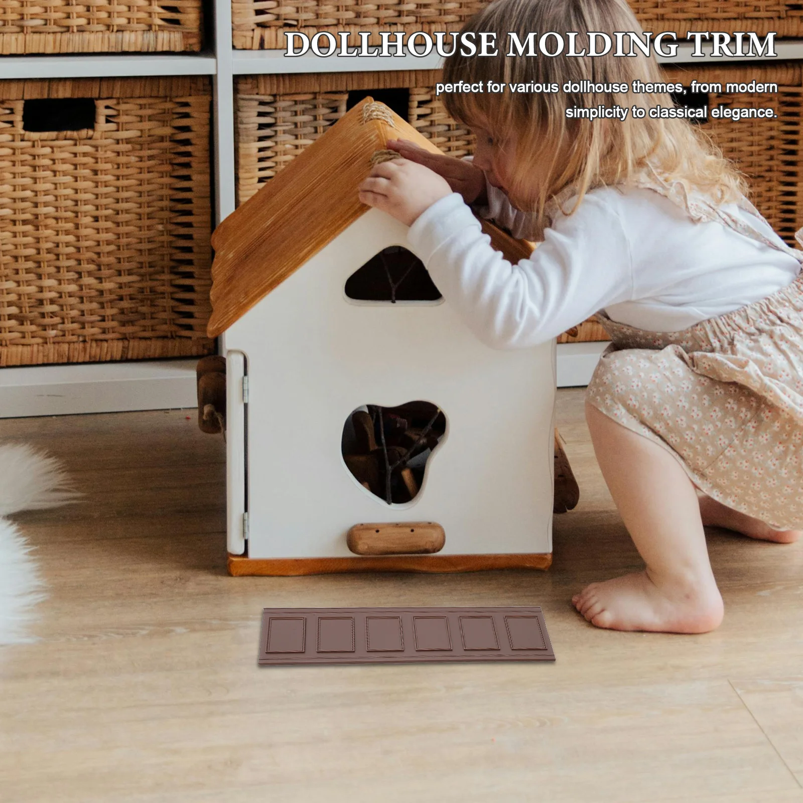 

Miniature Dollhouse Molding Decorative Skirting Board Conceal Seams Enhance Visual Appeal Versatile Style