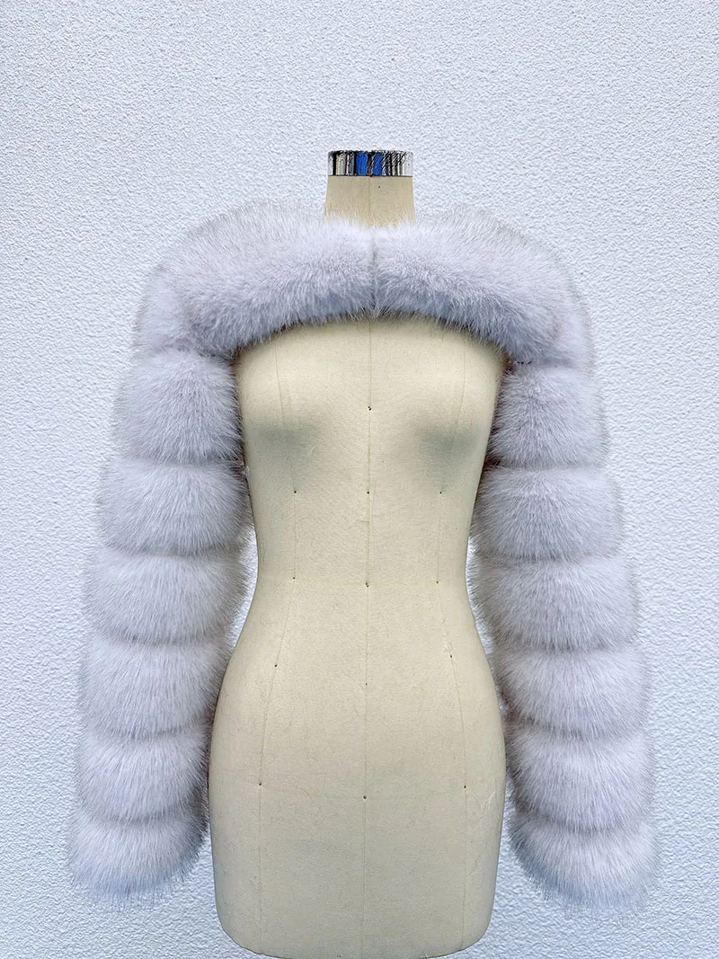 Fashionable Faux Fox Fur Coat Artificial Fur Outerwear Women's Shoulder Wrap Winter Street Style Fluffy Warm Clothes Wholesale