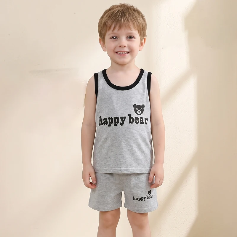 Children Sets Kids Clothes Boys Girls Vest Suit Summer Children's Clothing Baby Cotton T-Shirts Shorts Tank Top Sleeveless
