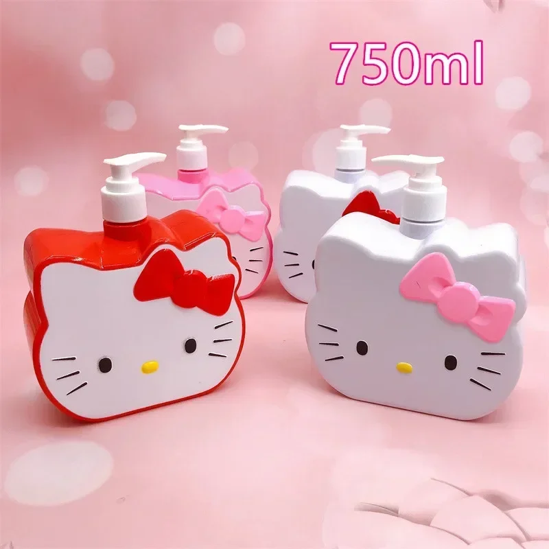 New Hello kitty cartoon cute 750ml pressing bath bottle Shampoo hand sanitizer Dish soap storage bottle Kitchen bathroom gift