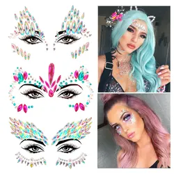 3D Shiny Crystal Face Sticker Tattoo Bar Music Festival Rhinestone Tattoo Sticker Carnival Party Face Decoration Face Jewels