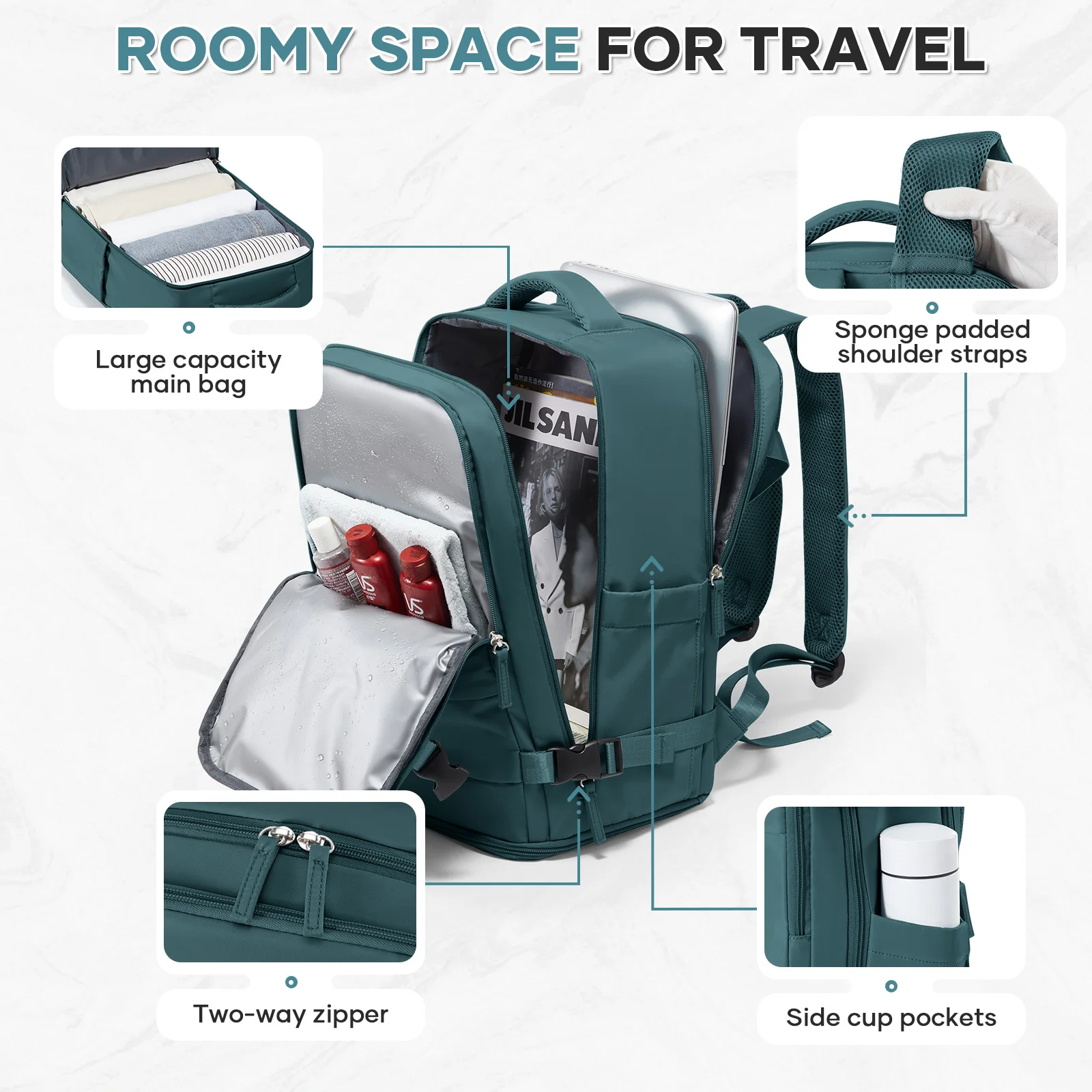 Mochila de viaje informal para hombre y mujer, mochila portátil para equipaje de mano, mochila escolar para ordenador portátil, mochila de viaje cabina avion 40x20x25