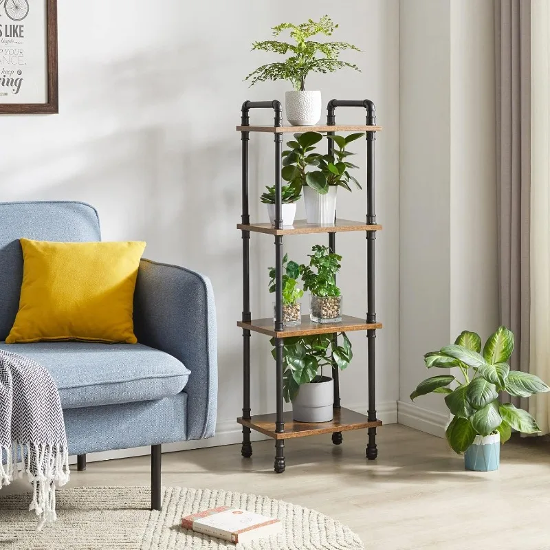 

Pipe Ladder Shelf,4-Tier Vintage Style Book Shelf,Free Standing Units,Display Rack and Storage Organizer for Living Room