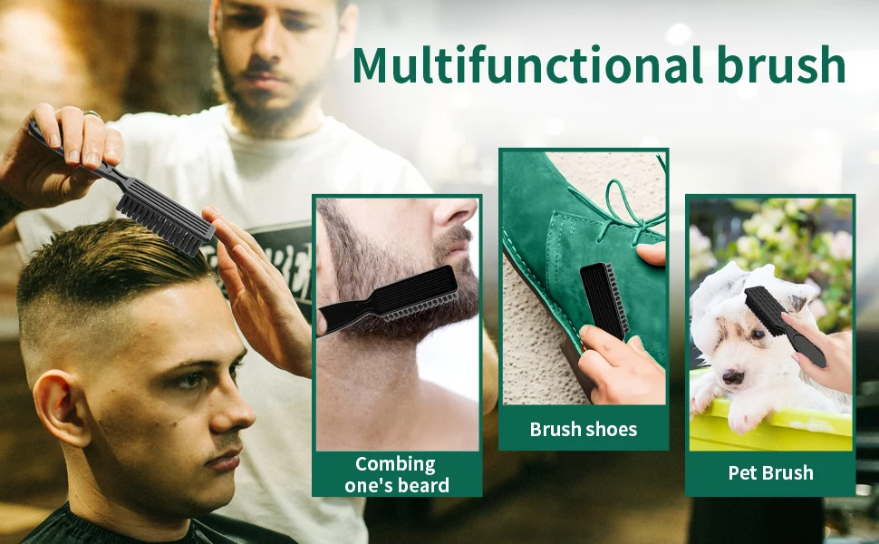 16-teiliges Set mit Bürsten für Friseurbedarf, zum Reinigen von Klingen und Trimmern, Staubwedel, Maniküre-Nylonbürste, Haarstyling-Werkzeug (Schwarz) – Detail 5