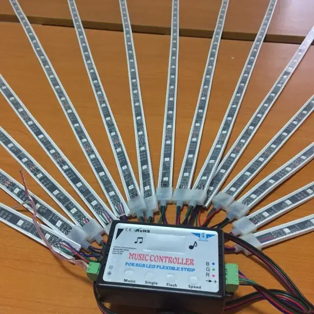 Factory customized  12 voltage  magic running color  voice music controller RGB LED flexible strip