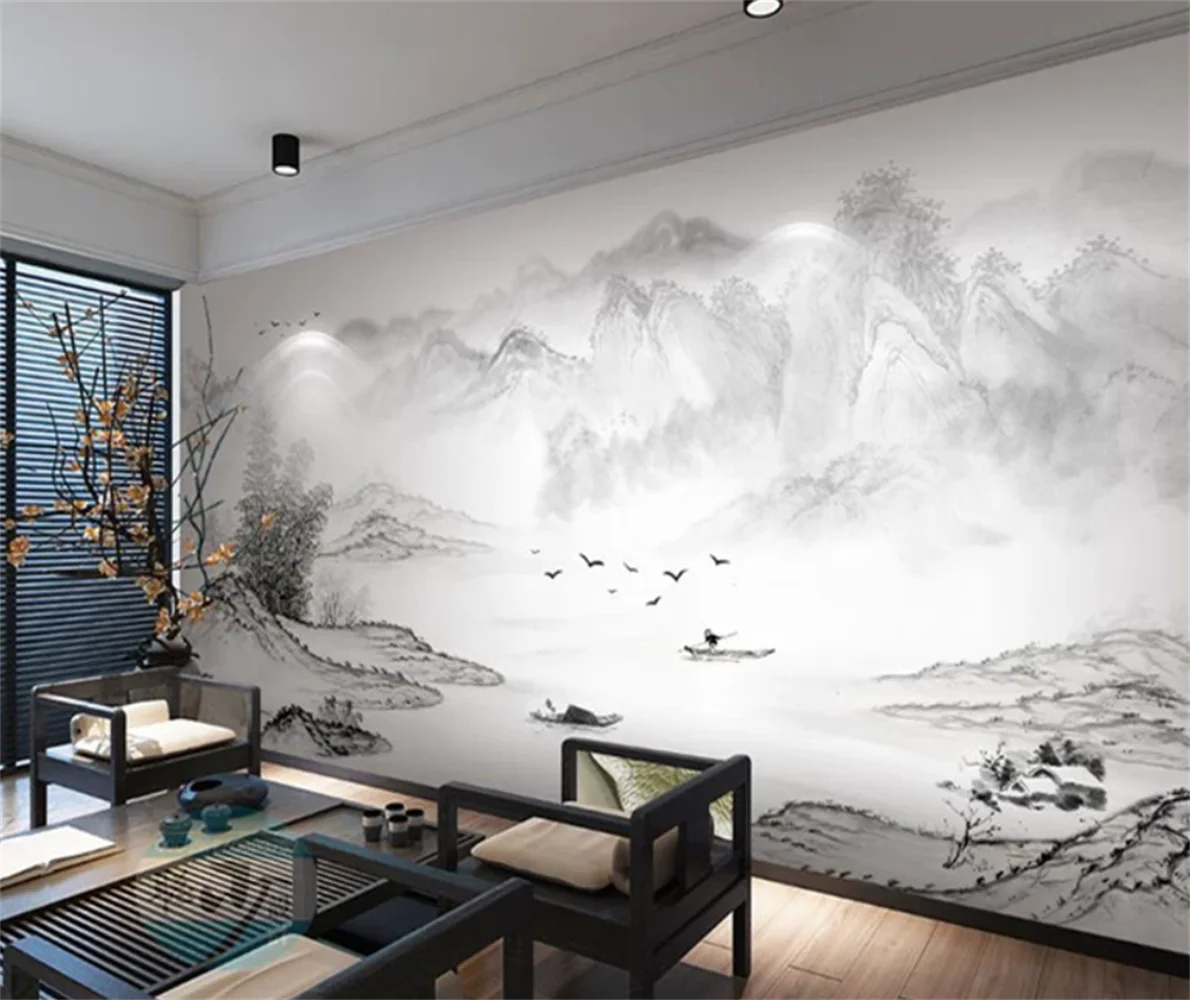 3D Abstract Ink Painting Landscape New Chinese TV Background Wallpaper Living Room Sofa Customized Mural Painting