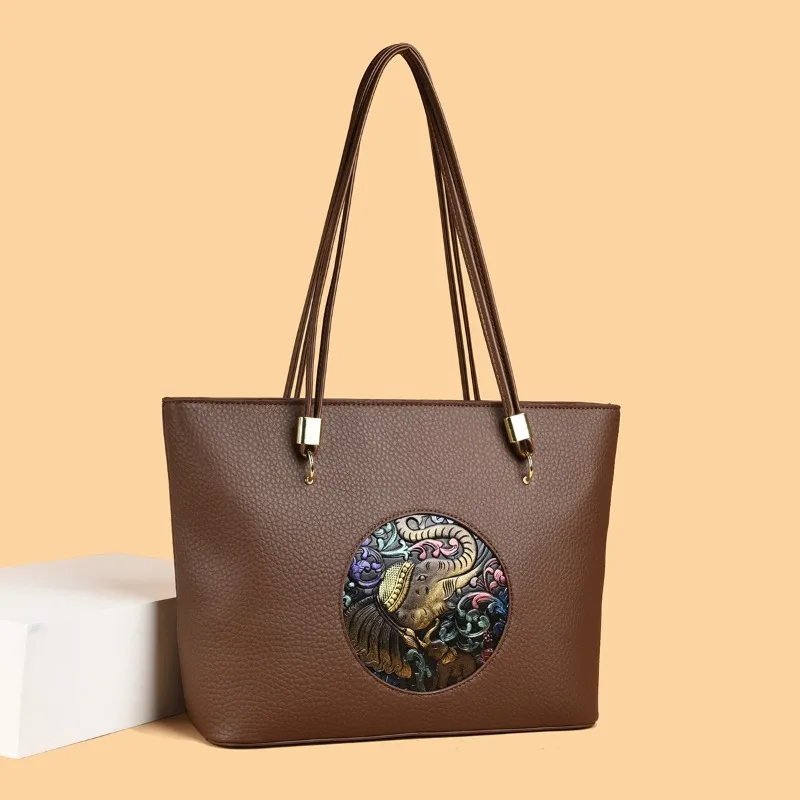 

Дизайнерская стильная винтажная сумка для подгузников для женщин, кожаная сумка через плечо, элегантная минималистичная роскошная сумка-тоут.