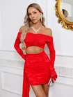 long sleeve mini dress with gloves bodycon