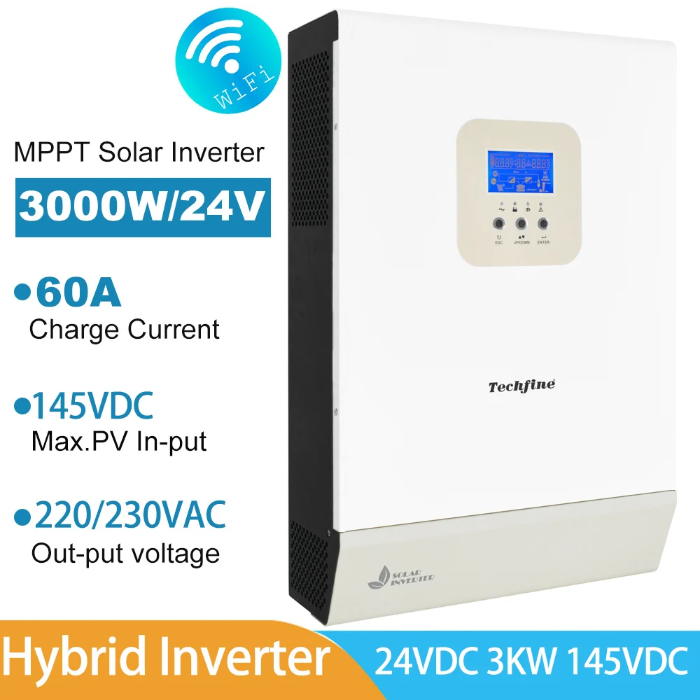 

EU Stock MPPT 3000W 5000W Hybrid Solar Charge Controller Inverter Pure Sine Wave Converter 24V 48V 60A PV Charge Controller