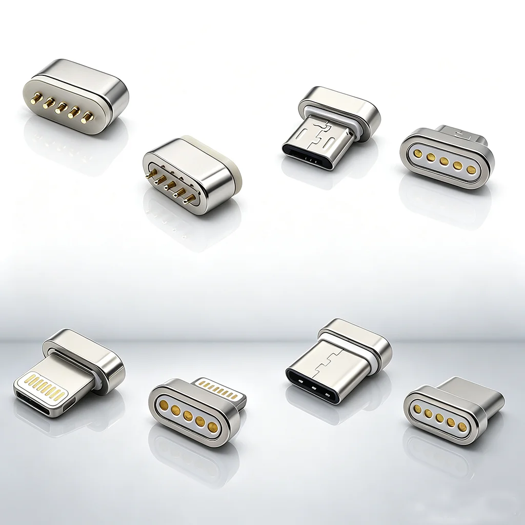 5Pin Type-C Micro USB Jack Magnetic Connector Charging Adapter Female Base for Laptop Phone Plug USB Cable with Suction