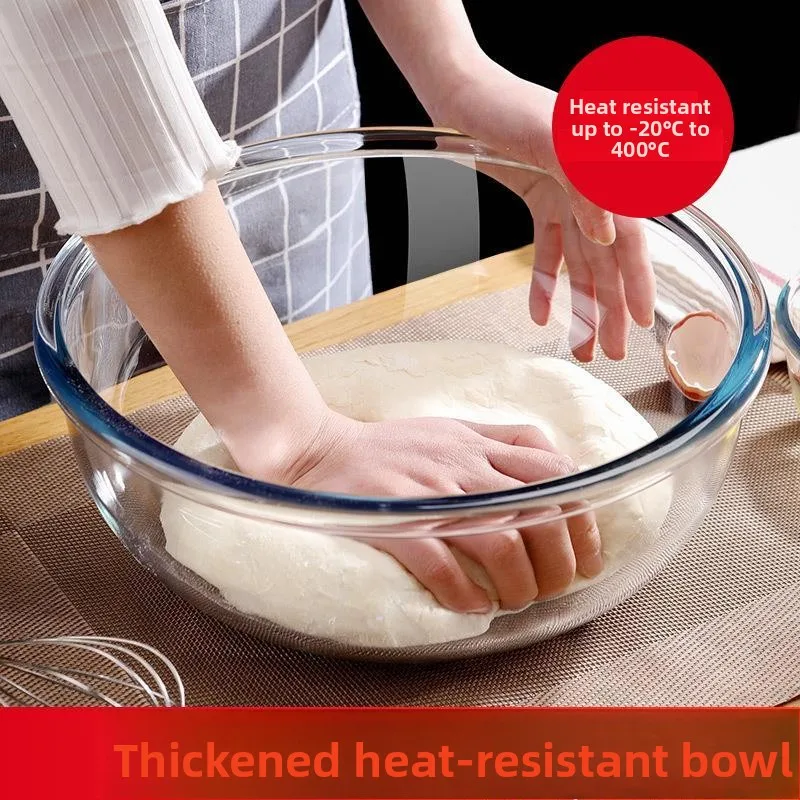 

Большой размер, термостойкая стеклянная чаша, кухонная чаша для домашнего использования, миска для смешивания теста, миска для взбивания яиц, чаша для брожения, прозрачная