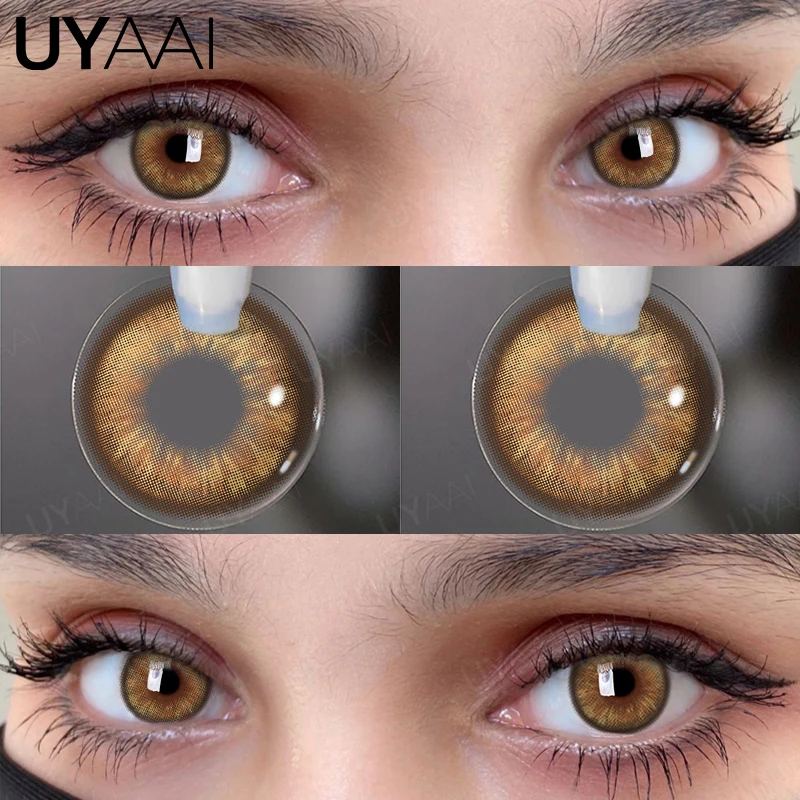 UYAAI-pupilas de colores para ojos, lentes grises naturales de alta calidad, color marrón, con descuento, Envío Gratis