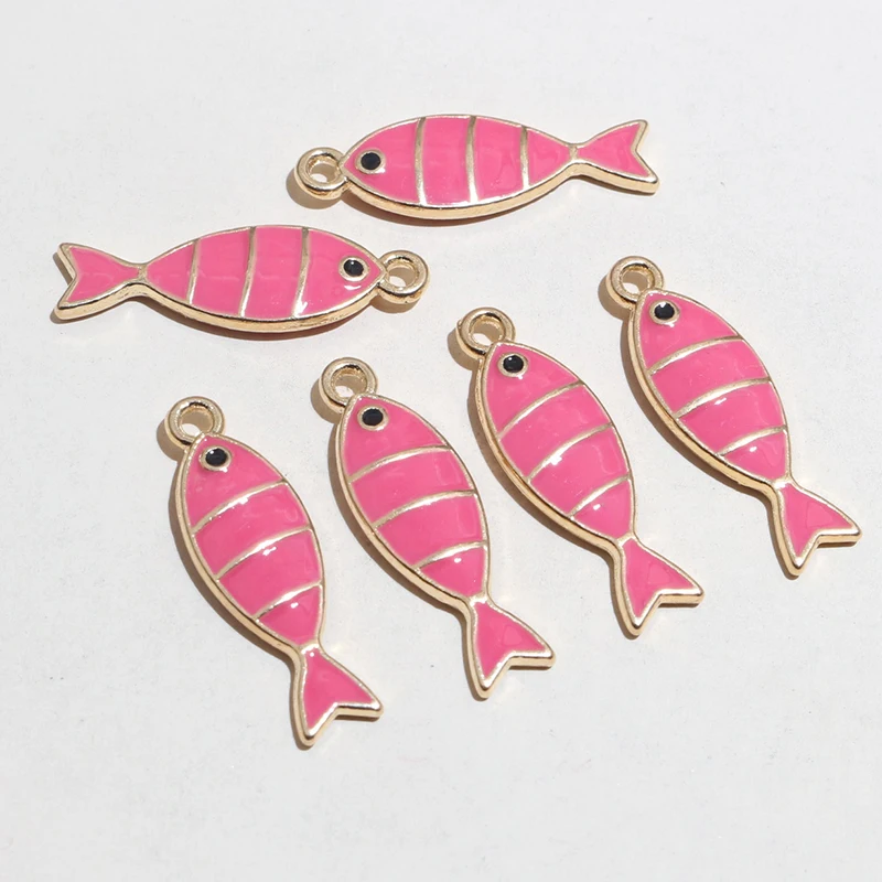 20pcs 23x7mm Enamel Fish Charms Pendant DIY Jewelry Making Accessories Findings for Earrings Necklace Bracelets image 3