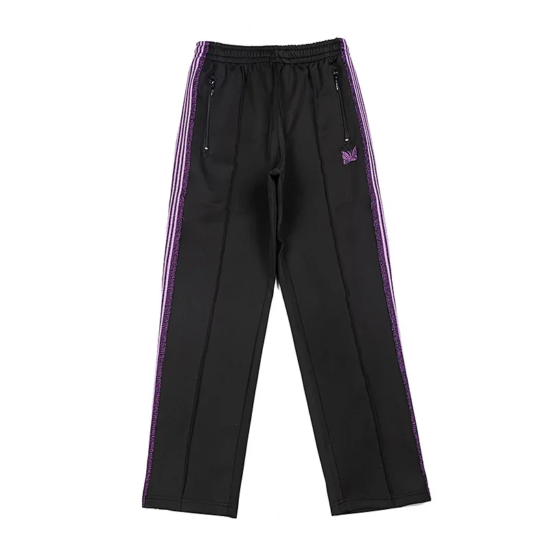 

New Black Pattern Embroidery Casual Men Woman 1:1 Best Quality Side Edge Weaving Zipper Drawstring Joggers Sweatpants