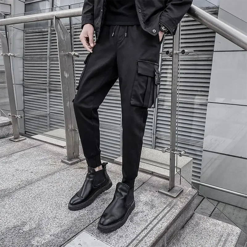 

Motorcycle Fishing Men's Cargo Pants Black Cotton Casual Loose Slacks Street Cheapest Korean Style Emo Baggy Long Male Trousers