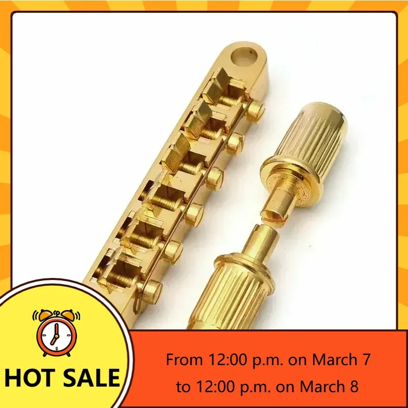 

Q-X Music Store-Gold Guitar Parts Tune-o-matic Guitar Bridge Locking Saddle Bridge Tether