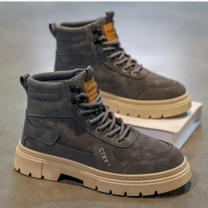 

Men's Boots Autumn and Winter High-top Casual Boots Thick-sole Anti-slip Youth Comfort Outdoor Shoes British Zapatillas Hombre