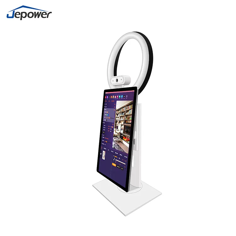 Jepower New Design 50 Million Pixels 4K Camera Live Streaming Equipment with Ring Light WIFI6 All-in-one Android11 Device