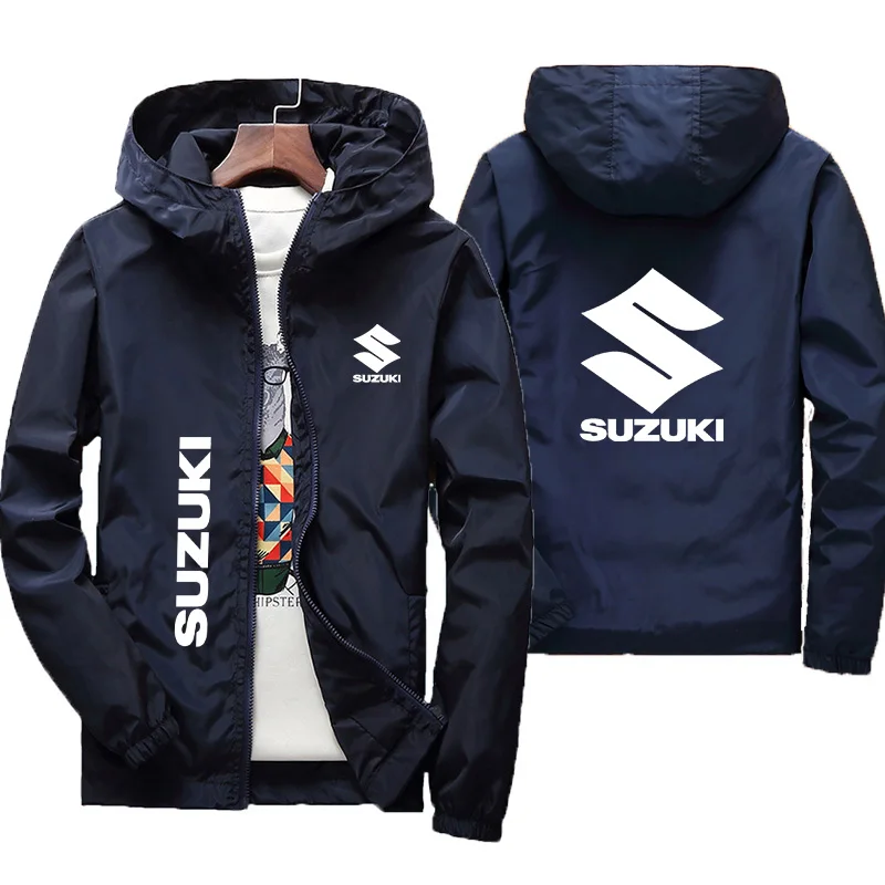 2026 Suzuki Motorcycle Riding Hooded Jacket - Lightweight, Breathable, Reflective, Sun-Protective Outdoor Casual Jacket for Men