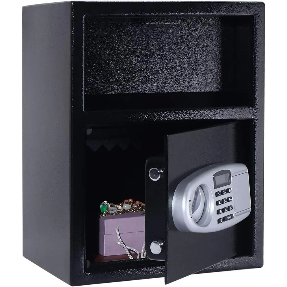 

Digital Safe w/Emergency Keys and Deposit Slot, Electronic Cabinet Safe Box for Cash Money Jewelry Documents Gun, Drop Slot Saf
