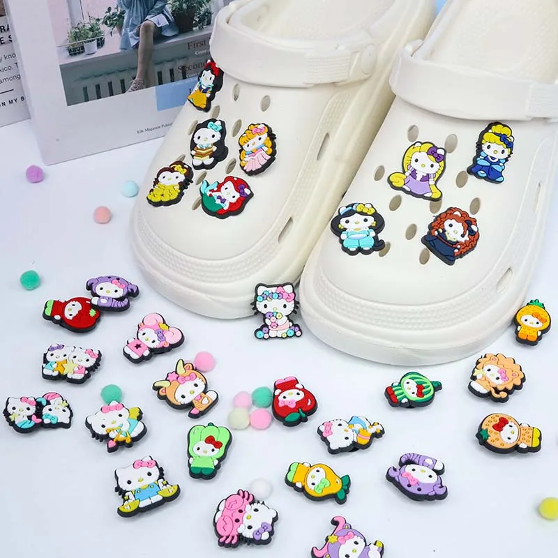 Disney Hello Kitty Cartoon Shoe Wholesale Anime Figures Accessories Slippers Decorations for Children's Shoes for Birthday Gifts