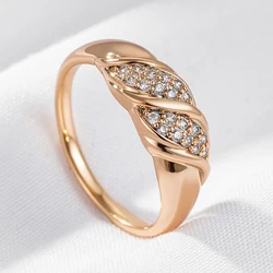 Wbmqda Simple Fashion 585 Rose Gold Color Natural Zircon Ring For Women High Quality Daily OL Jewelry Accessories Free Shipping