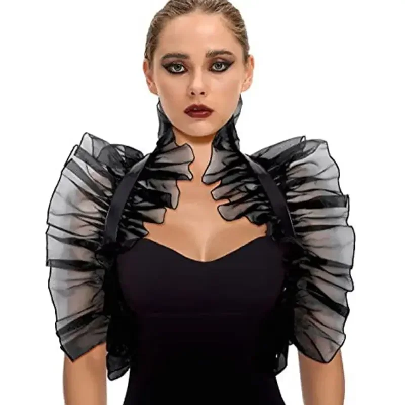 Sheer Mesh Shrugs for Women Shawl Collar Shoulder Wrap Halloween Maleficent Costumes