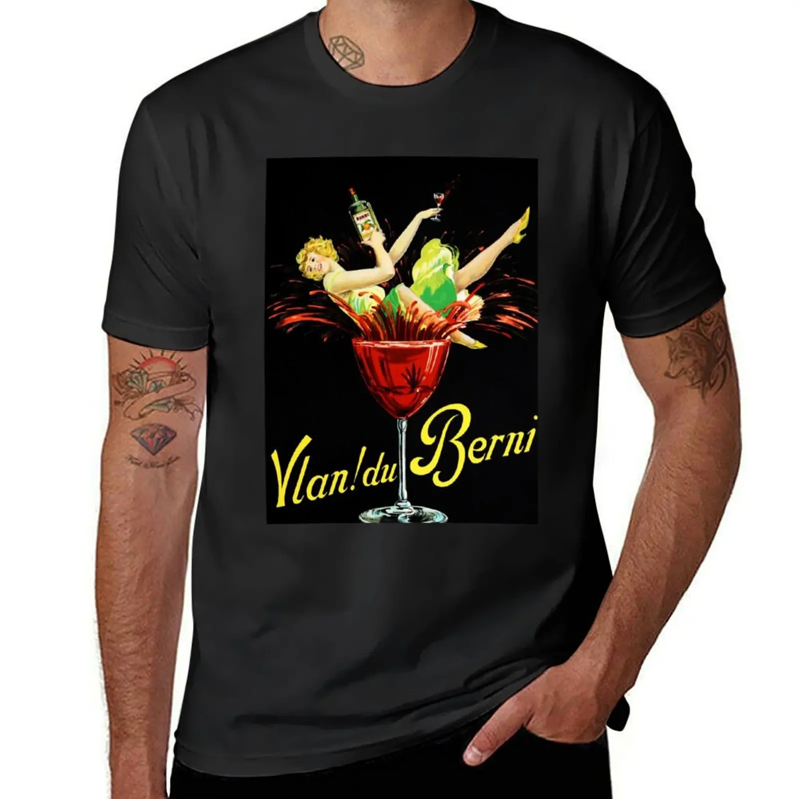 Vintage Vlan du Berni Bitter Aperitif Alcoholic advertisement lithograph poster T-Shirt graphics mens big and tall t shirts