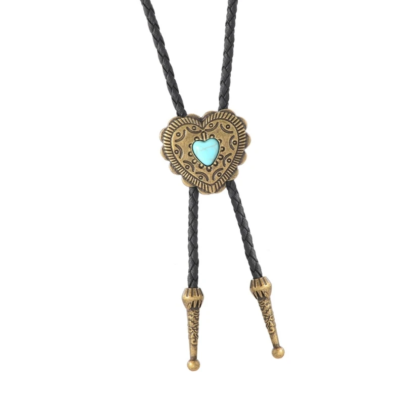 Engraving Stone Bolo Tie Carved Cowboy Necktie Western Bolo Tie for Shirt Y166