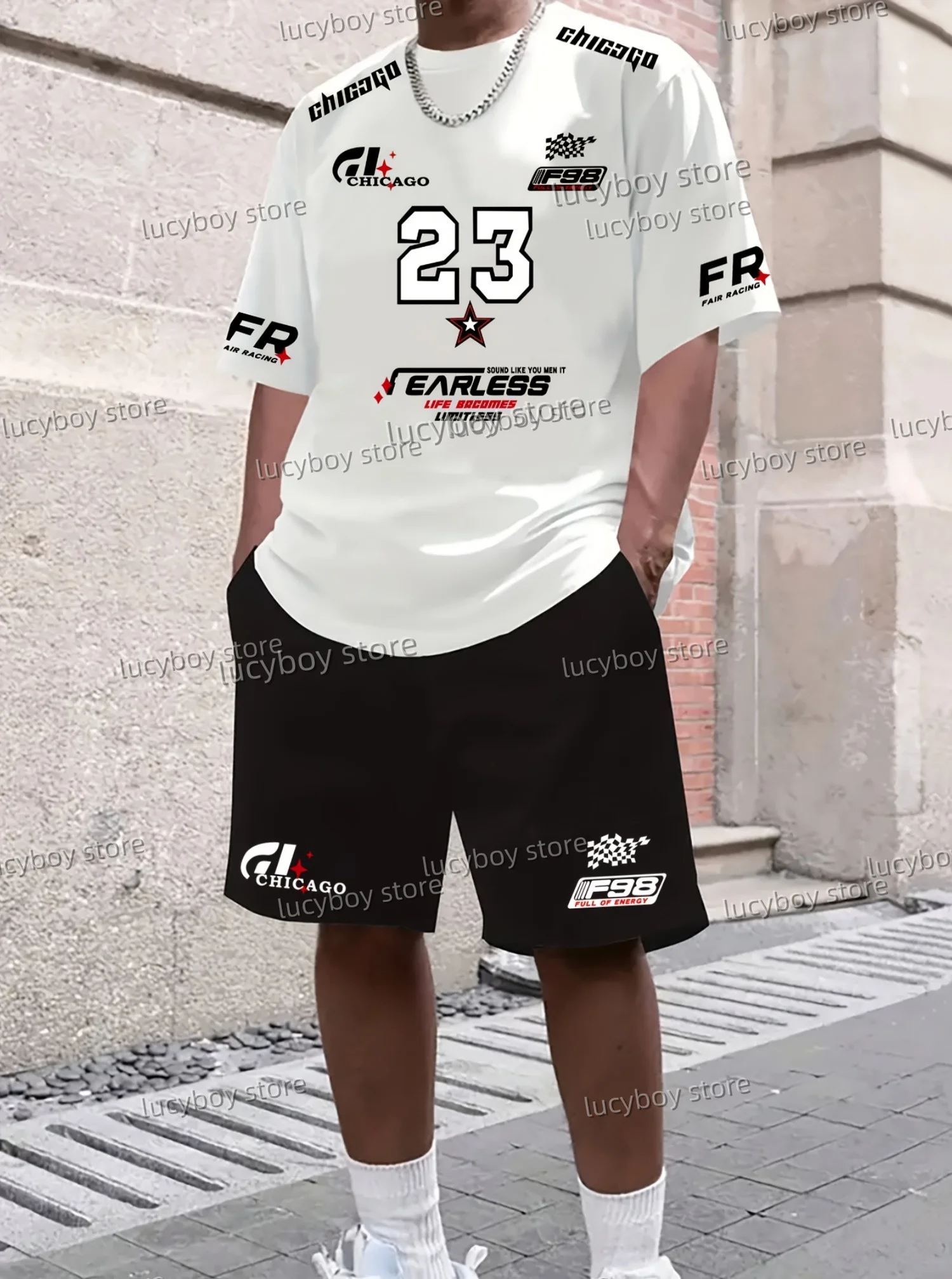 Summer Men's Tracksuit 2 Pieces set T-shirt+Shorts Set Sport Outfit Jogging Suit Outdoor BASEBALL NO.99 Print men Clothes