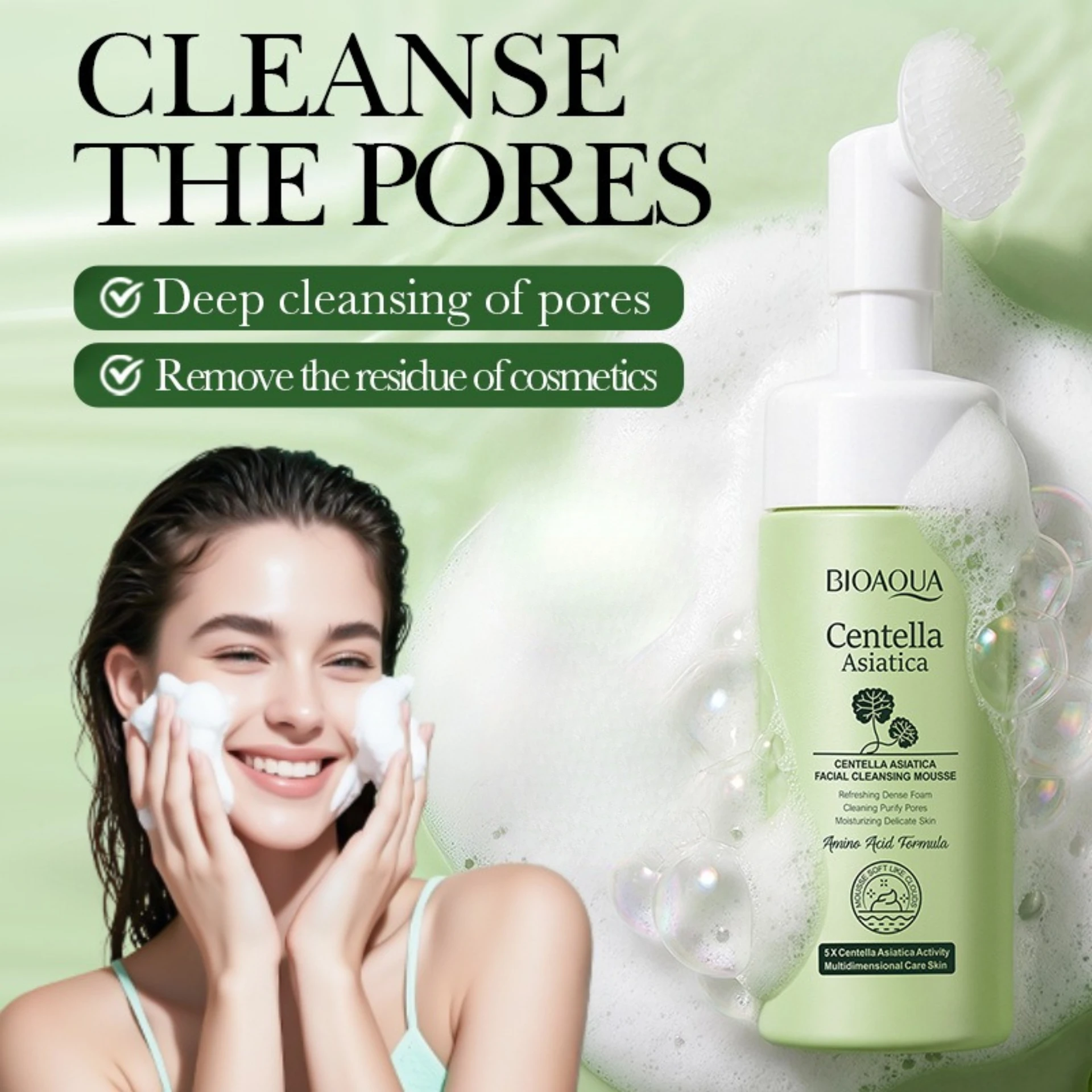 

120Ml BIOAOUA Centella Centella Facial Cleansing Mousse Deep Cleansing Purifies Pores Improves Rough Moisturizing Skin Care