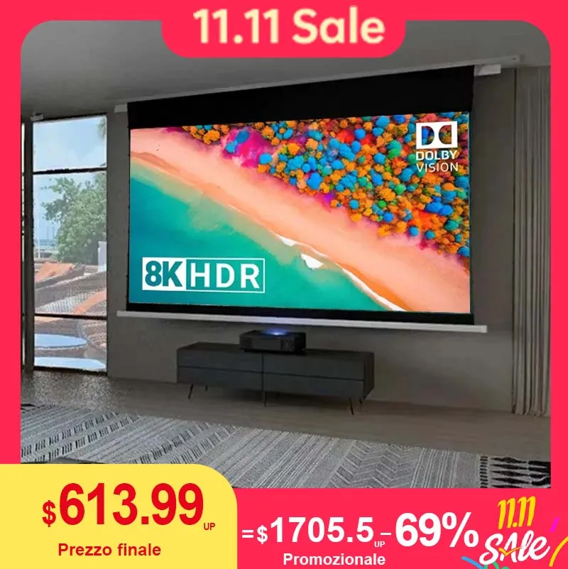 T Prism AI Smart In-Ceiling Projector Screen 2026 New ALR Motorized Ceiling Recessed Upgraded Projection Screen for Home Cinema