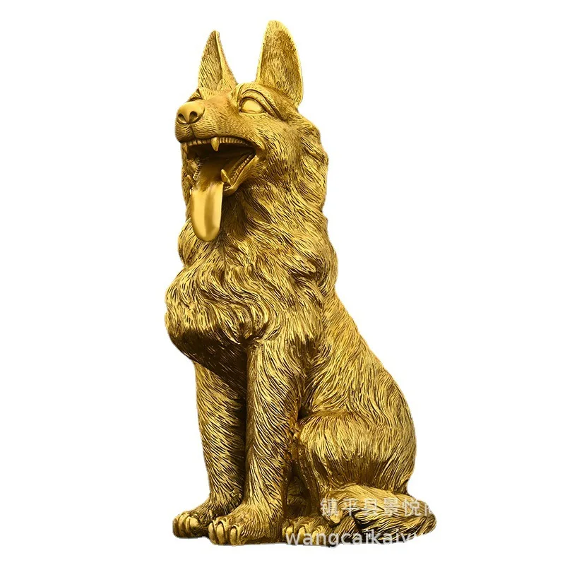 ornament, pure copper , zodiac , male , large wolf dog for living room, entrance, wine cabinet, store,