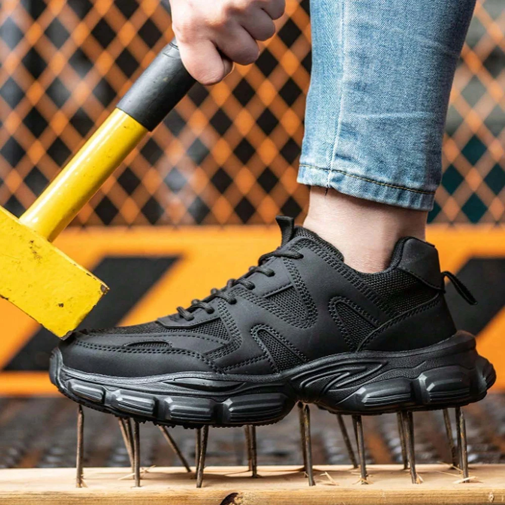 Damen-Sicherheitsstiefel, Arbeitssneaker, leichte, atmungsaktive Sicherheitsschuhe mit Stahlkappe, durchtrittsichere Damenschuhe – Detail 4