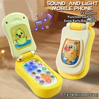 Puzzle Early Education Music Mobile Phone Cartoon Simulation Flip Phone Baby Toy 61 Children's Gift English 4