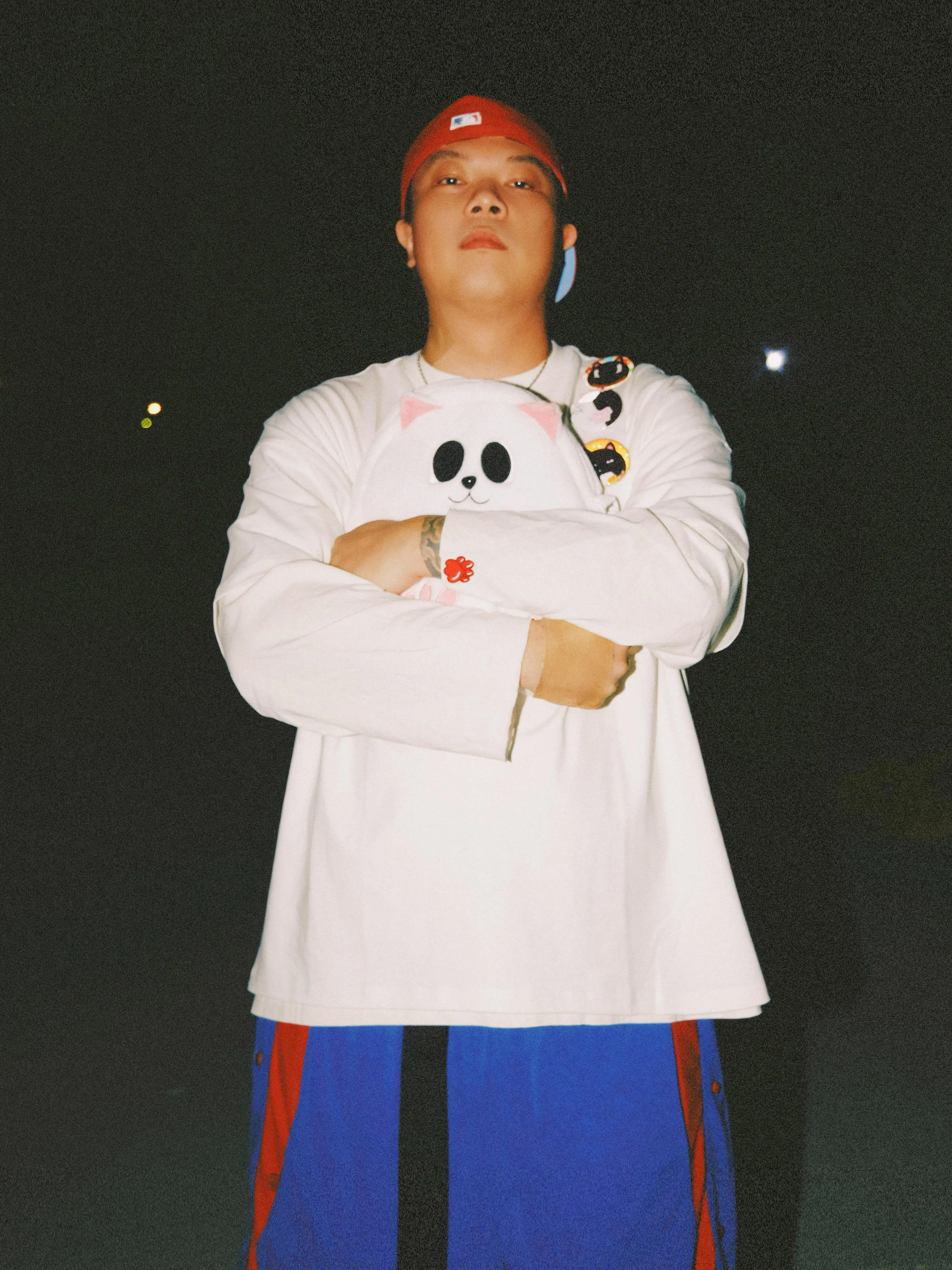 حقيبة ظهر أصلية لطيفة بثلاثة أرجل على شكل قطة Guochao كرتونية أصلية من القطيفة بكتفين مزدوجين #4