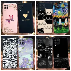 For Samsung Galaxy M22 M32 Case SM-M225F SM-M325F Cover Cute Cat Flower Soft Slim Bumper For Samsung M32 4G M 32 M 22 F22 Fundas