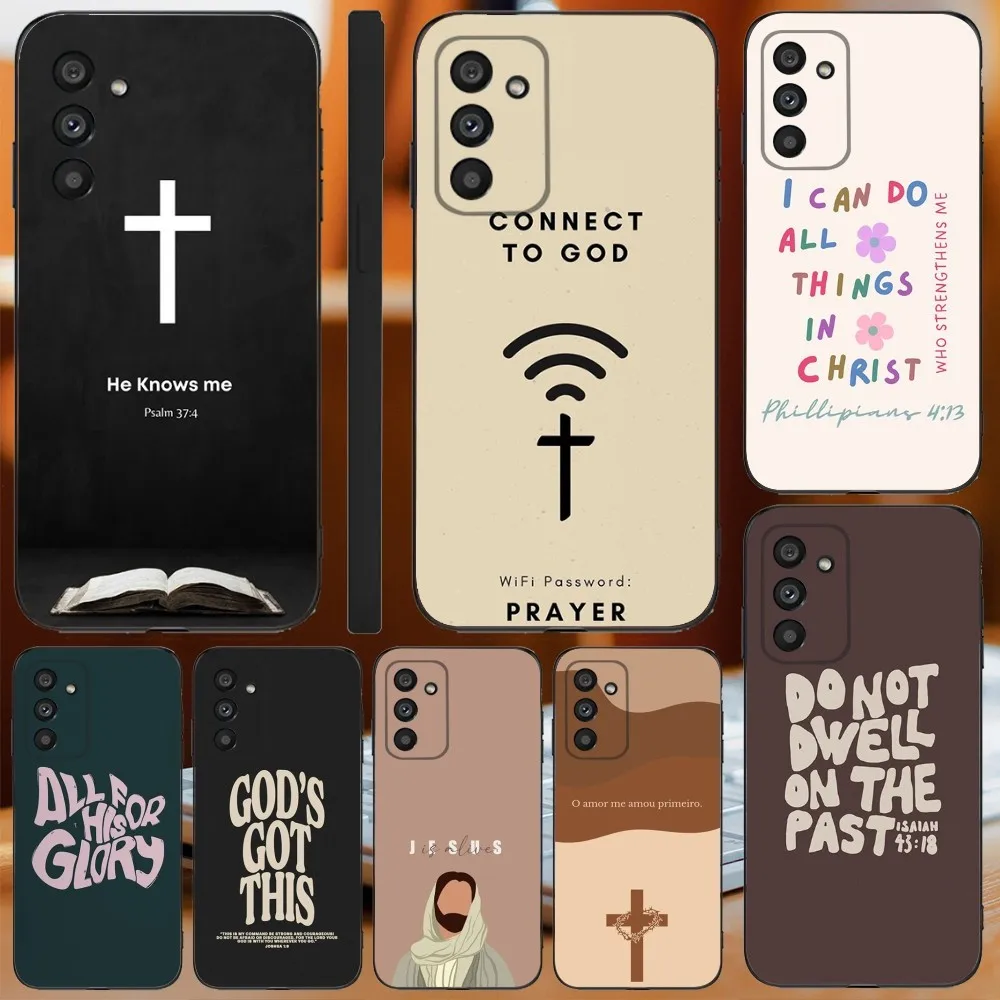 Custodia per telefono cristiana versetto della bibbia gesù cristo per Samsung Galaxy A13,A21s,A22,A31,A32,A52,A53,A71,A80,A91 Cover nera morbida